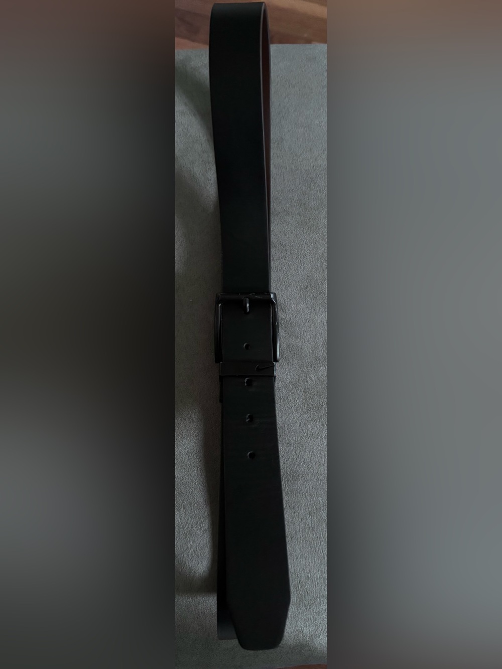 Nike Black Smooth Faux Leather Men's Belt with Matte Buckle